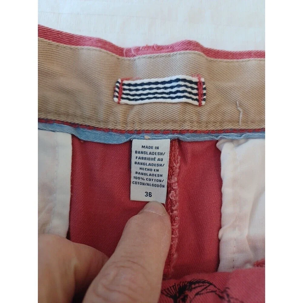 Izod red swordfish print shorts mens 36 cotton preppy beach coastal golf